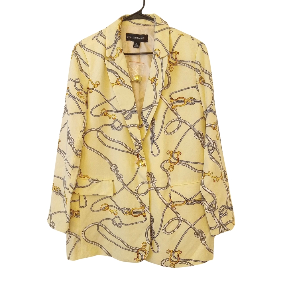 Colleen Lopez Nautical-Print Blazer Women's size Medium NWOT